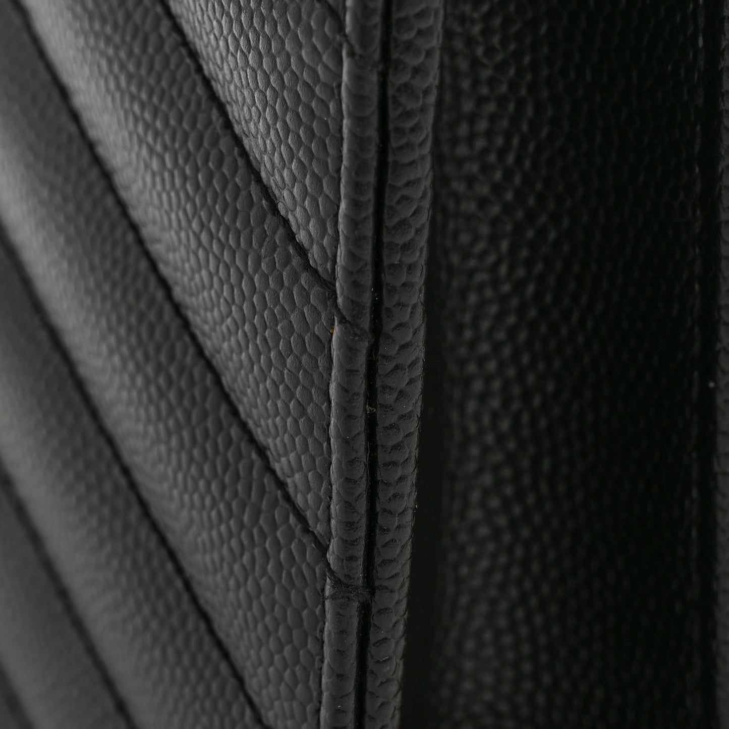 Grain De Poudre Matelasse Chevron Monogram Envelope Chain Wallet Black