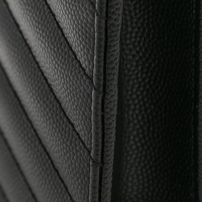 Saint Laurent Grain De Poudre Matelasse Chevron Monogram Envelope Chain Wallet Black 13 of 13