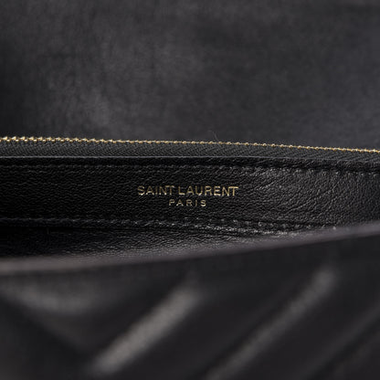 Saint Laurent Sheepskin Matelasse Chevron Monogram Large College Satchel Black 8 of 9