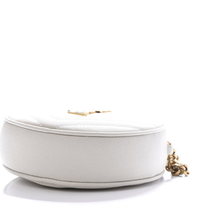 Saint Laurent Grain De Poudre Matelasse Chevron Quilted Round Vinyle Camera Bag Blanc Vintage 7 of 10