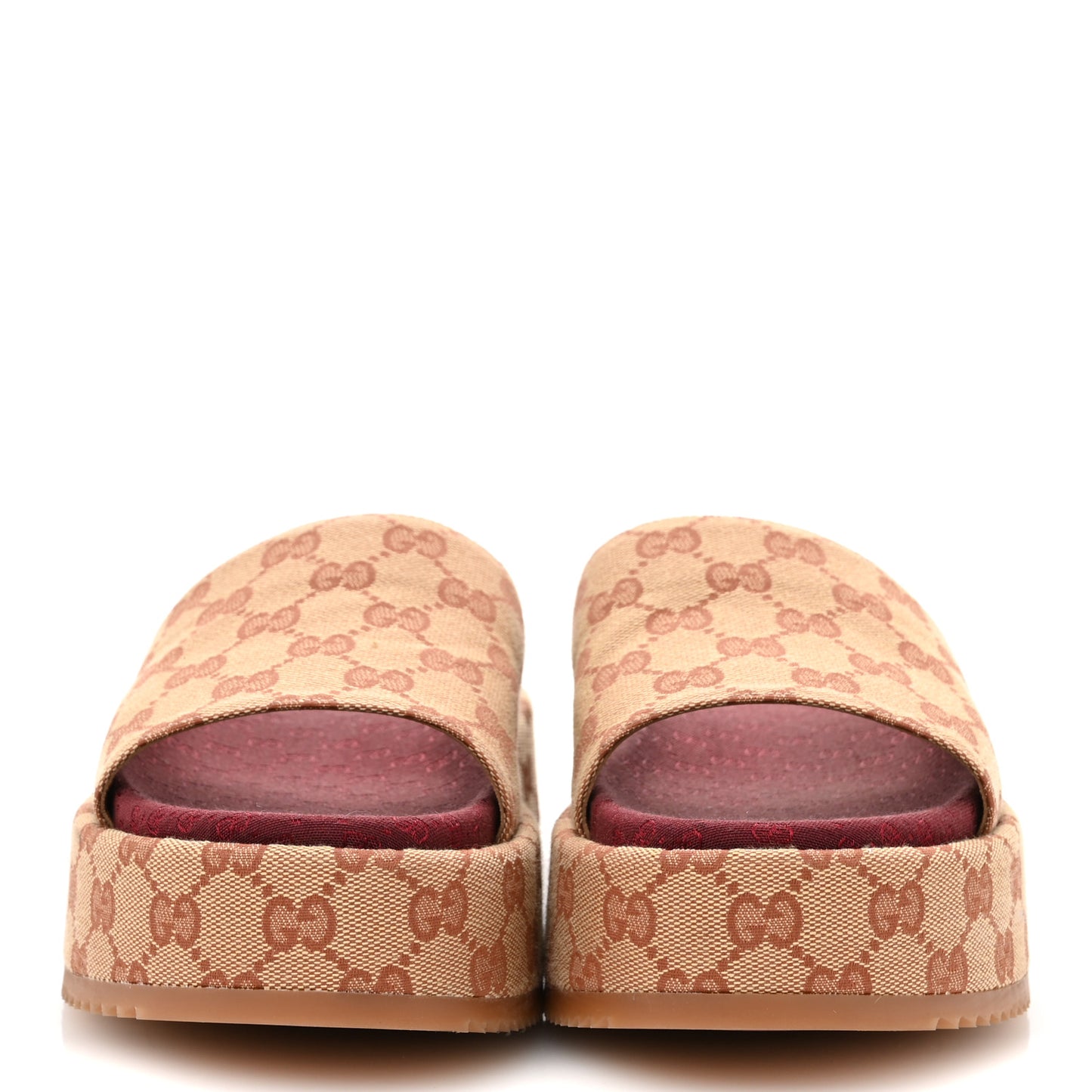 Canvas GG Monogram Angelina Platform Slide Sandals 40 Beige Ruggine