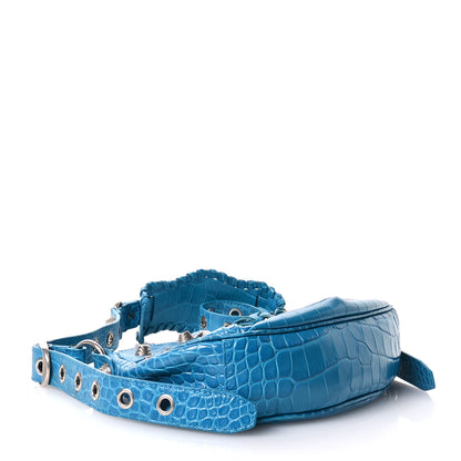 Balenciaga Extra Supple Calfskin Crocodile Embossed Le Cagole Shoulder Bag XS Turquoise 5 of 12