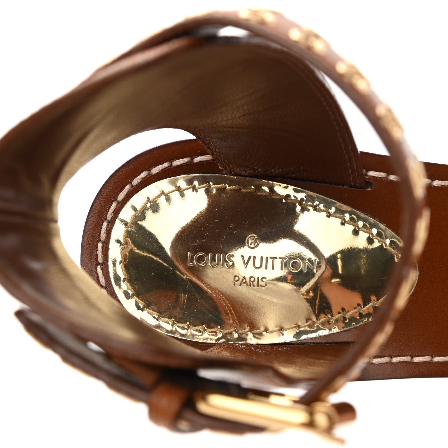 Louis Vuitton Calfskin Monogram Passenger Sandals 37.5 Cognac 7 of 8