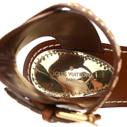 Louis Vuitton Calfskin Monogram Passenger Sandals 37.5 Cognac 7 of 8