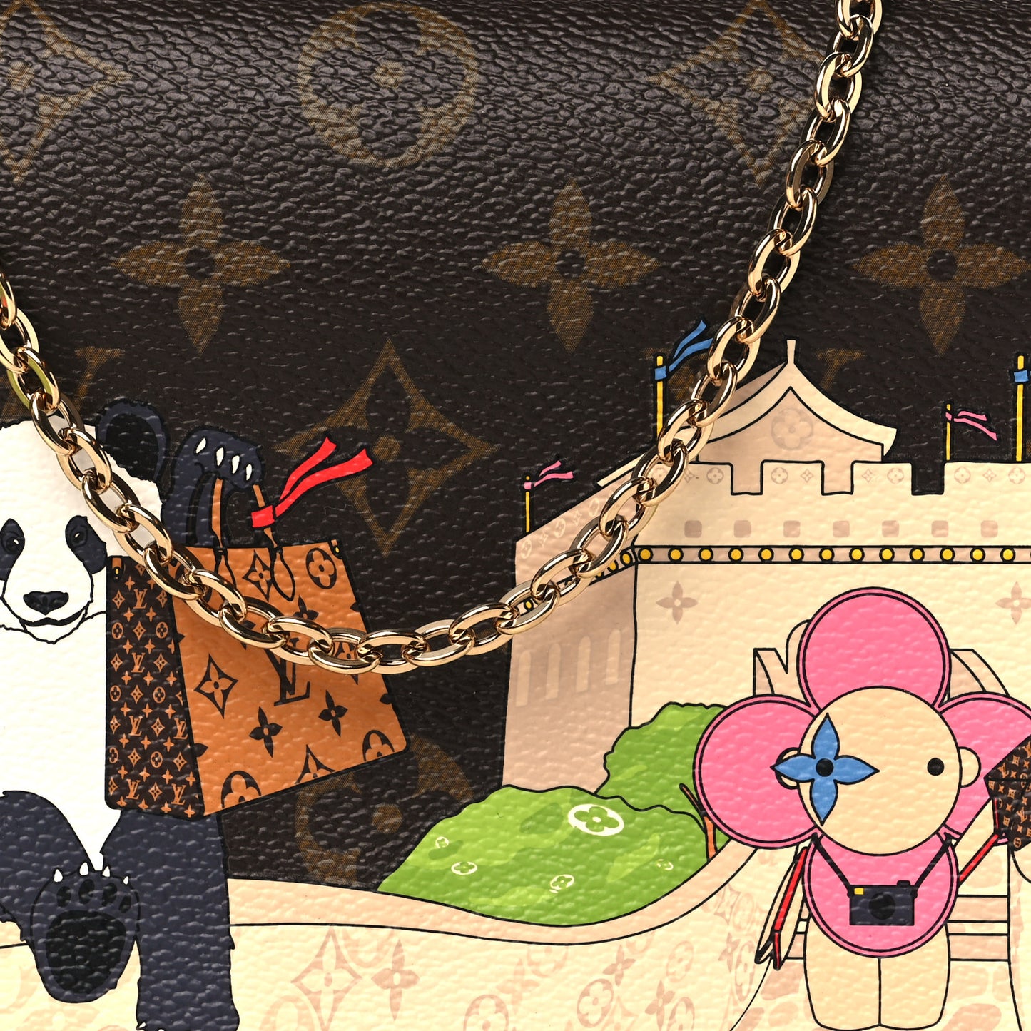 Monogram 2021 Christmas Animation China Wall Pochette Felicie Chain Wallet Myosotis Blue