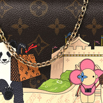 Louis Vuitton Monogram 2021 Christmas Animation China Wall Pochette Felicie Chain Wallet Myosotis Blue 9 of 11