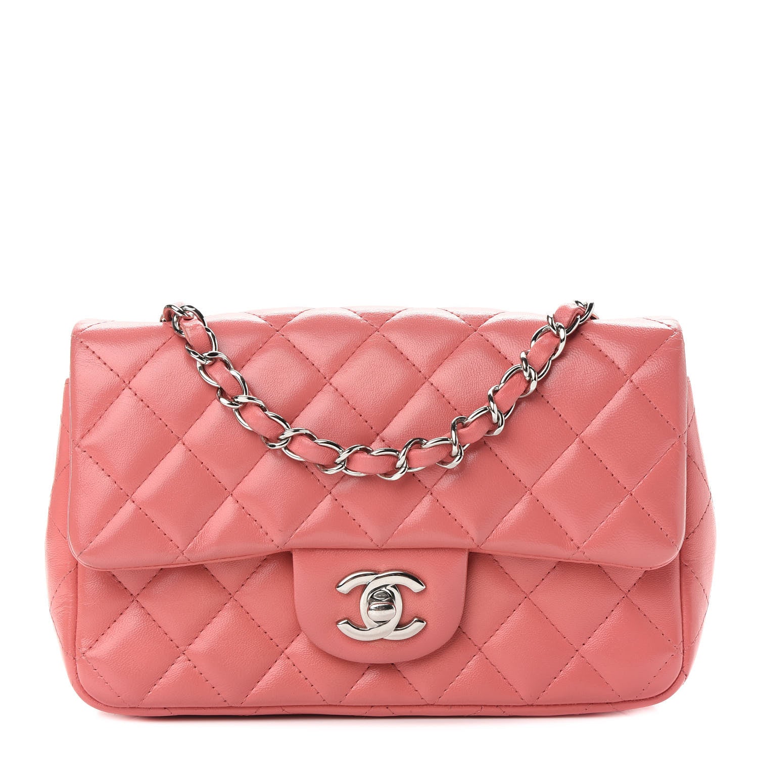 Chanel Lambskin Quilted Mini Rectangular Flap Pink 1 of 10