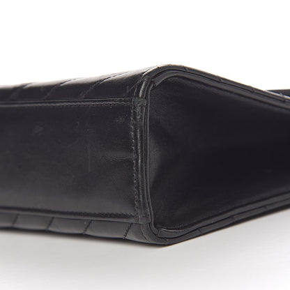 Saint Laurent Smooth Calfskin Matelasse Chevron Large Monogram Satchel Black 18 of 23