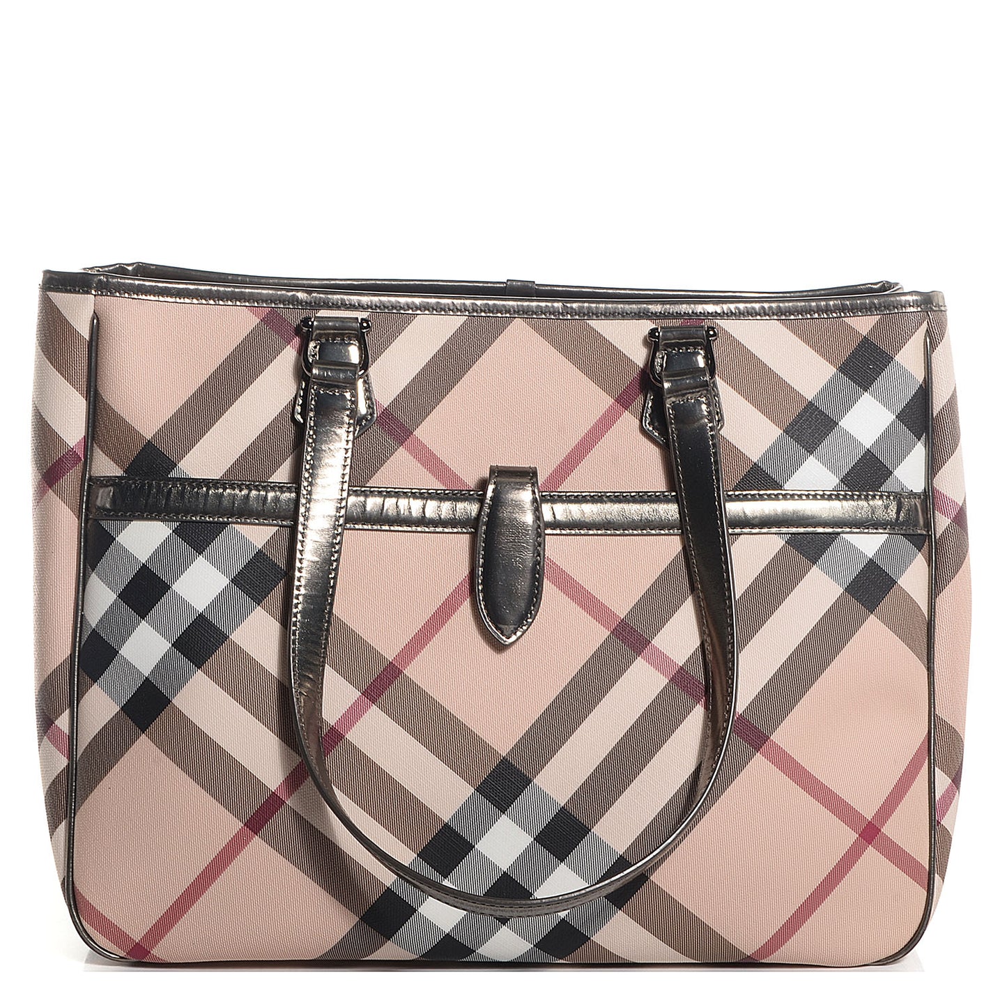 Metallic Calfskin Nova Check Tote