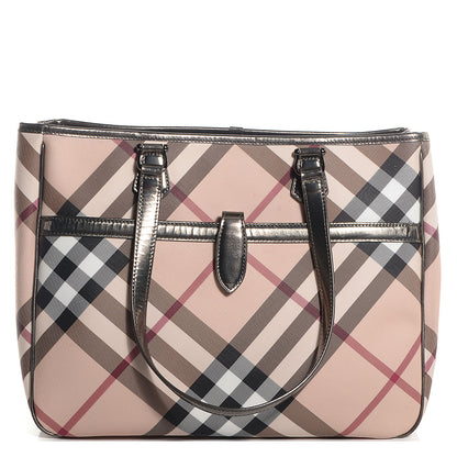 Burberry Metallic Calfskin Nova Check Tote 1 of 9