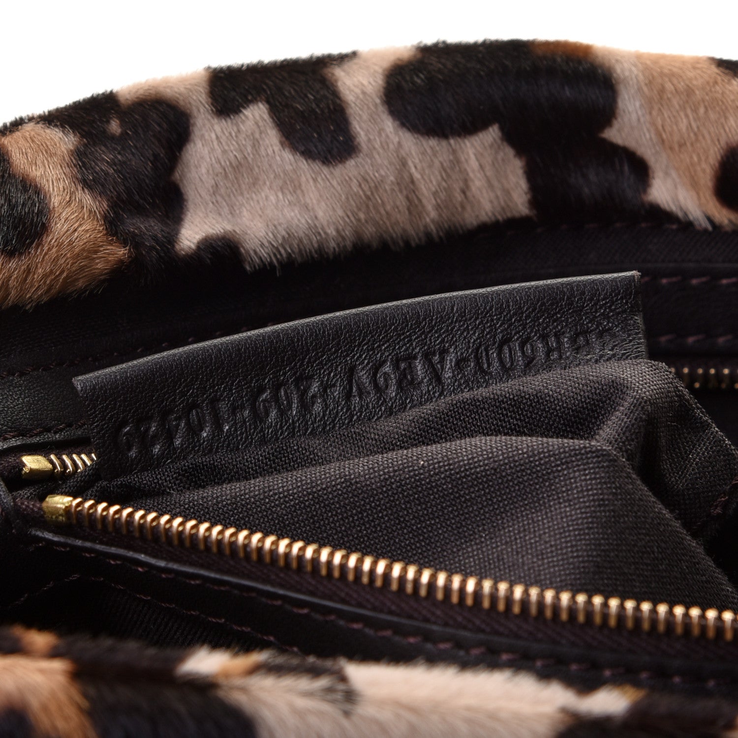 Fendi Vitello Pelo Seta Paisley Leopard Print Baguette Cammello Beige Black 6 of 11