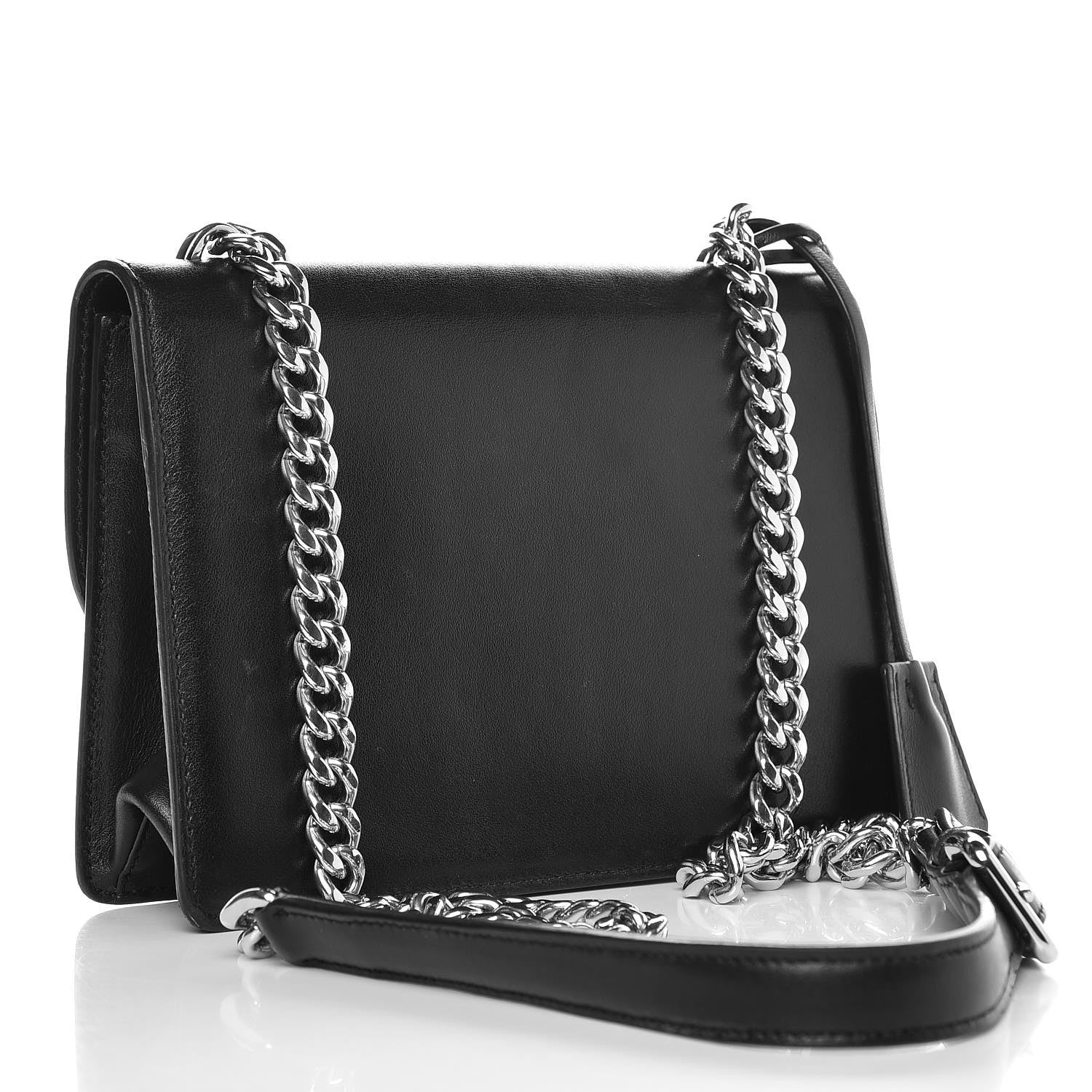 Prada Soft Calfskin Sound Chain Shoulder Bag Black 3 of 9