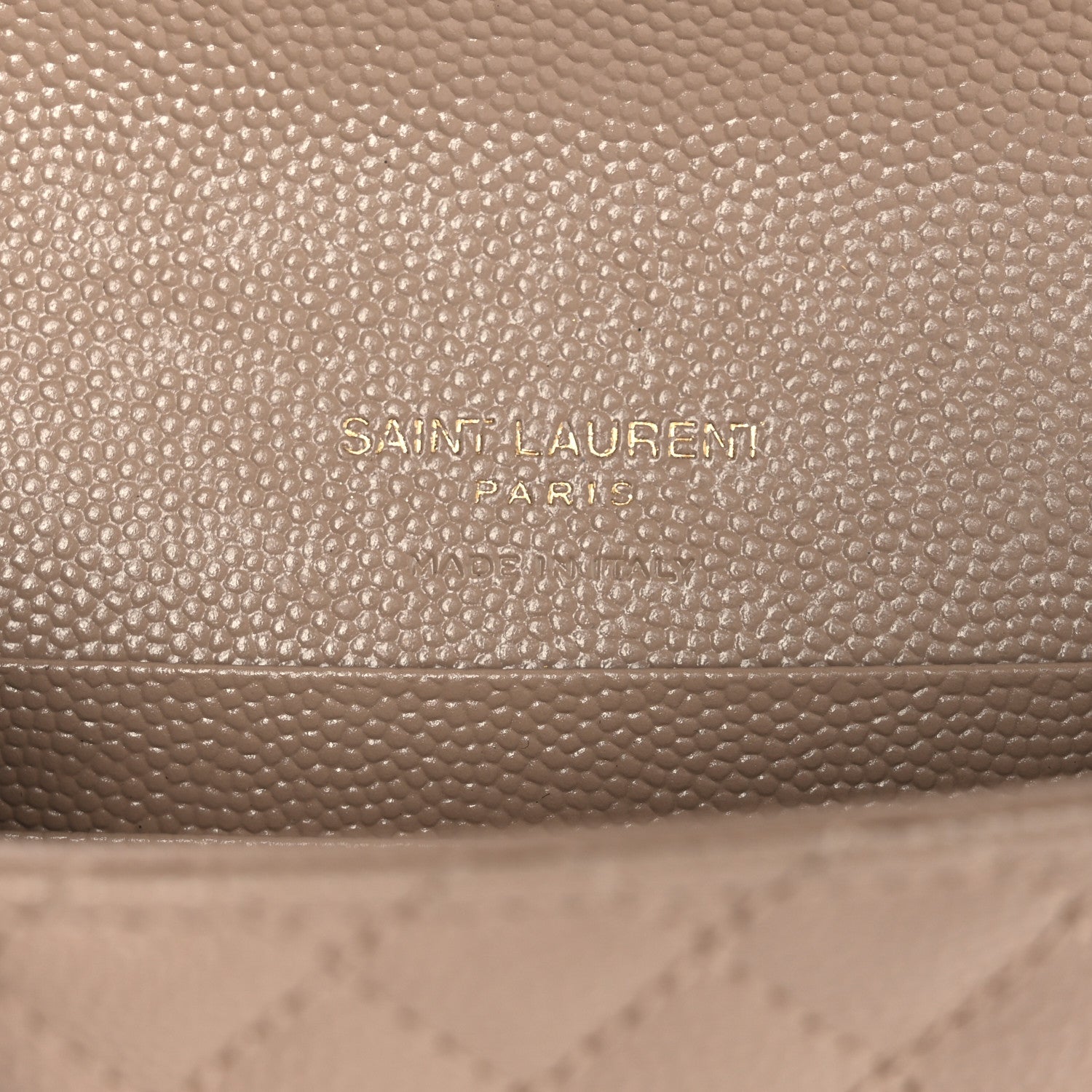 Saint Laurent Grain De Poudre Textured Mixed Matelasse Triquilt Small Monogram Envelope Wallet Dark Beige 6 of 7