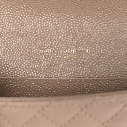 Saint Laurent Grain De Poudre Textured Mixed Matelasse Triquilt Small Monogram Envelope Wallet Dark Beige 6 of 7
