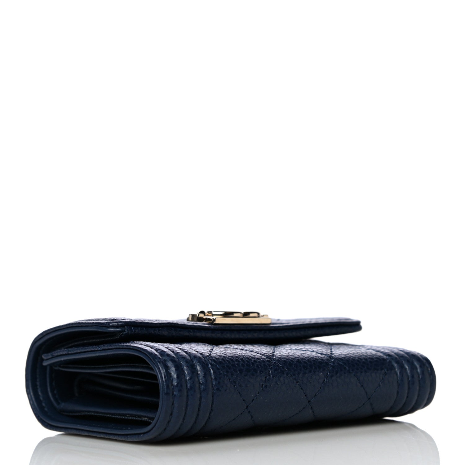 Chanel Caviar Quilted Compact Boy Wallet Blue 4 of 12