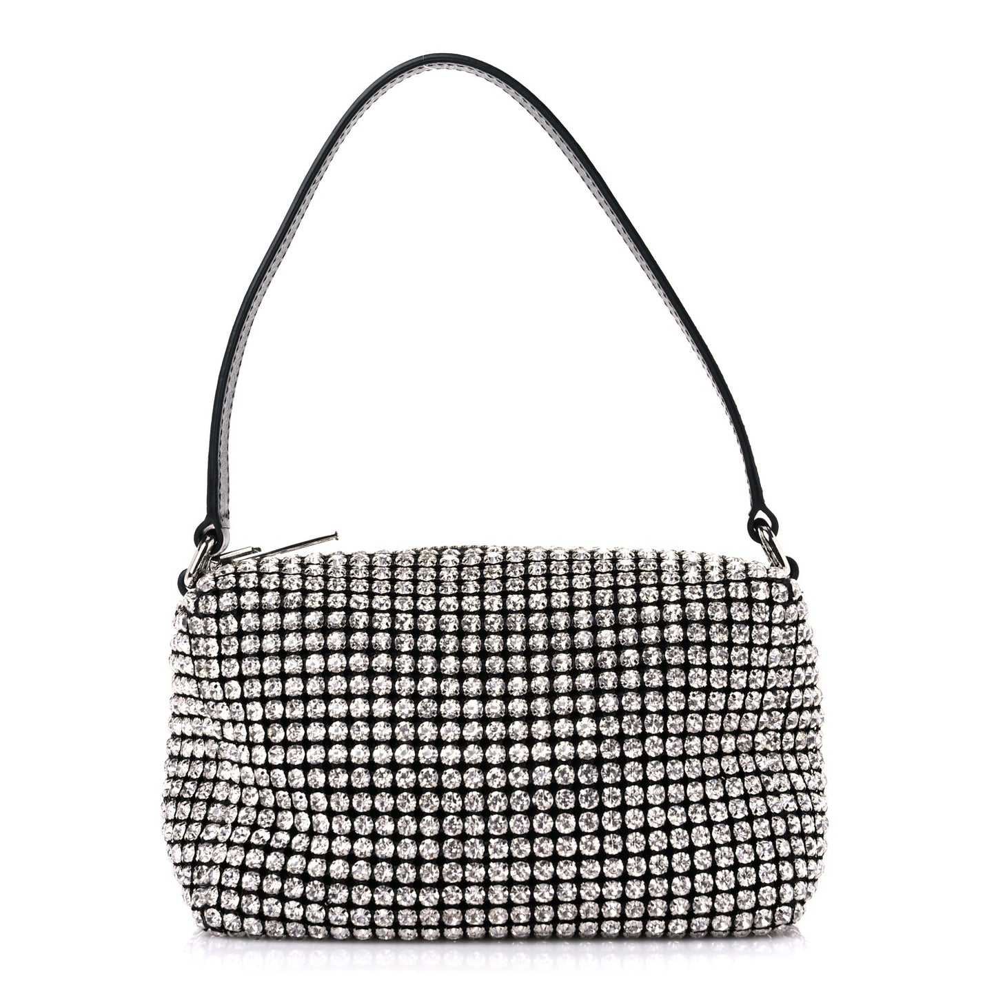 Mesh Crystal Rhinestone Mini Heiress Pouch Black Silver