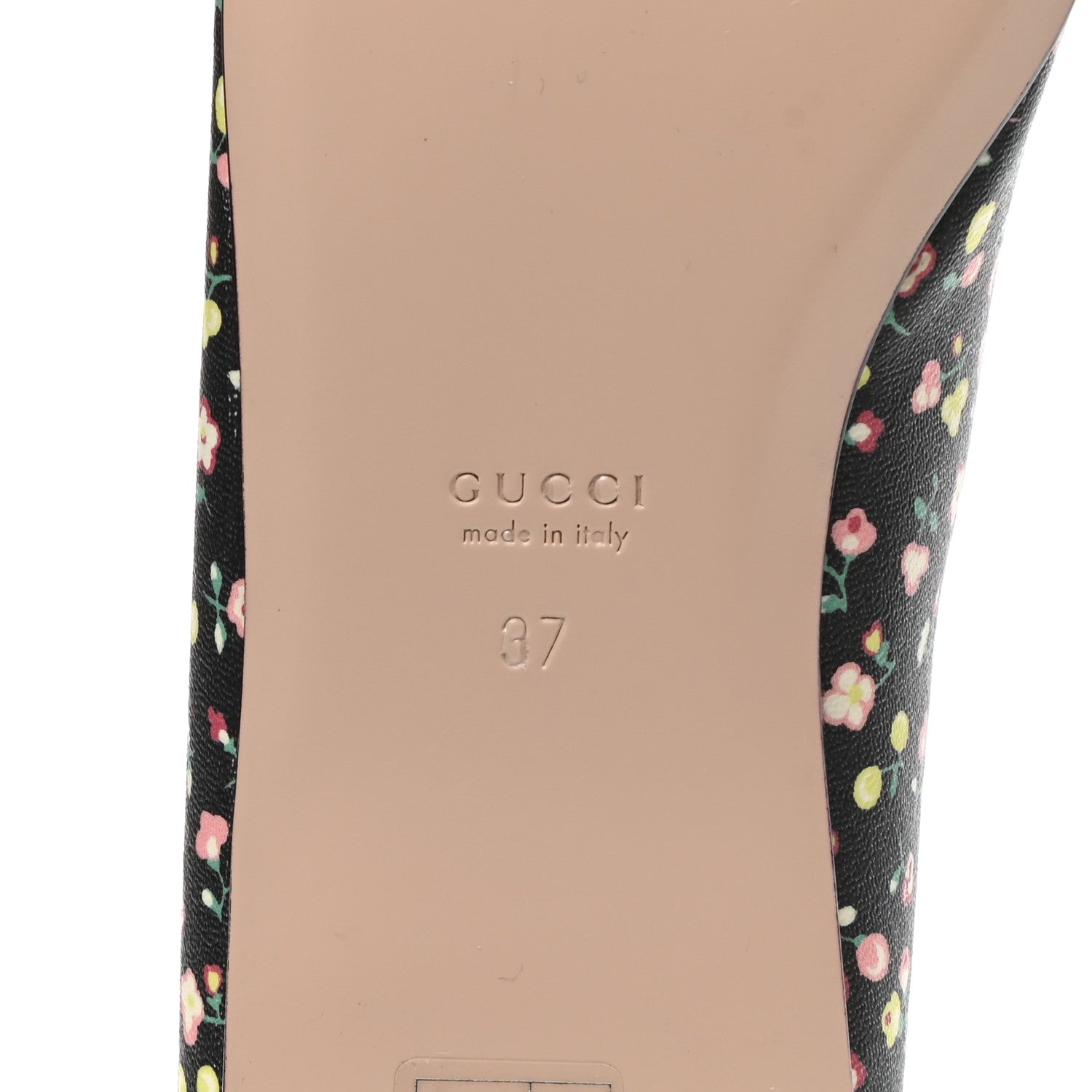 Gucci X LIBERTY OF LONDON Nappa Infinity Holly Deva Horsebit Chain Embellished Flats 37 Black Peach 6 of 9