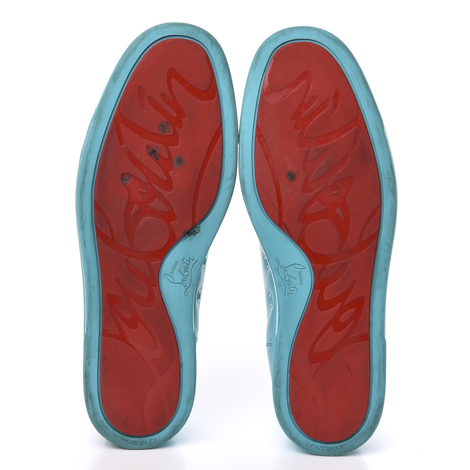 Christian Louboutin Calfskin Mens Louis Junior Spikes Flat Sneakers 43.5 Turquoise 6 of 11