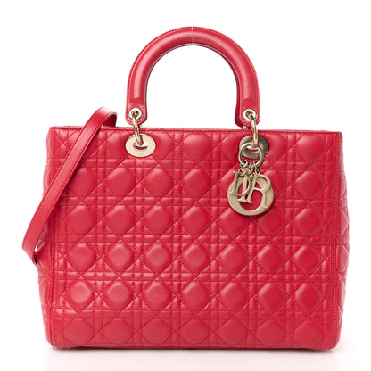Christian Dior Lambskin Cannage Large Lady Dior Red 1 of 10