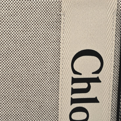 Chloe Cotton Calfskin Large Woody Ribbon Tote White Blue 8 of 10