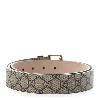 Gucci GG Supreme Monogram Selleria Calfskin Tiger 35mm Belt 110 44 Beige Ebony Multicolor Cocoa 2 of 7