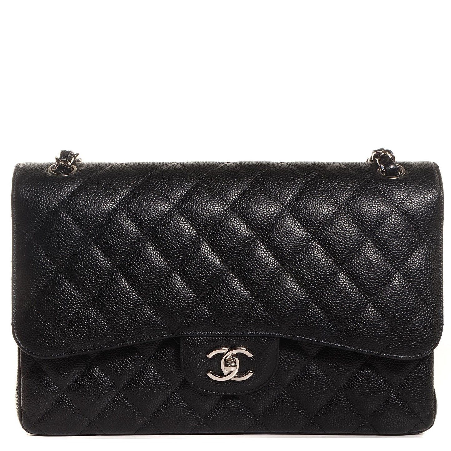 Caviar Quilted Jumbo Double Flap Black