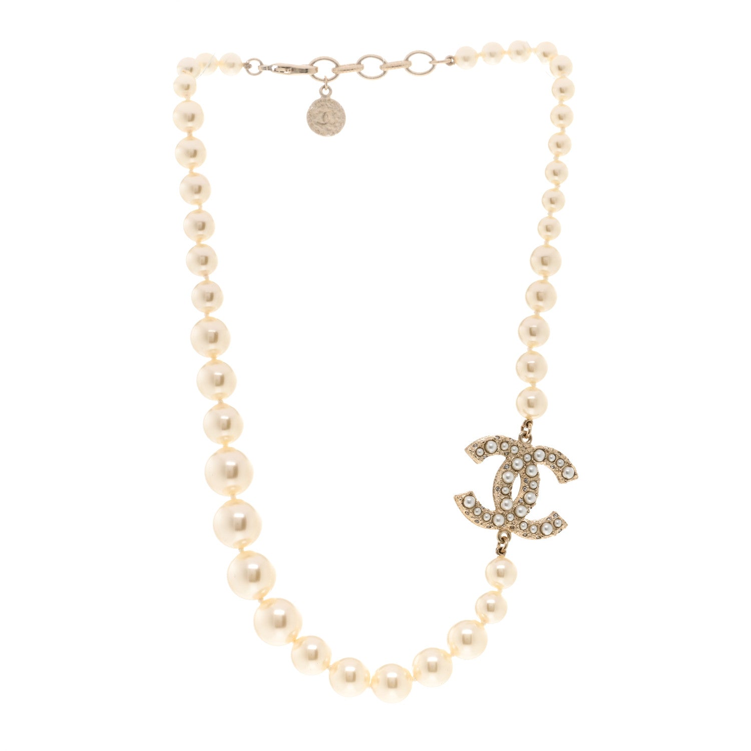 Chanel Pearl CC 100th Anniversary Necklace Light Gold 3 of 6