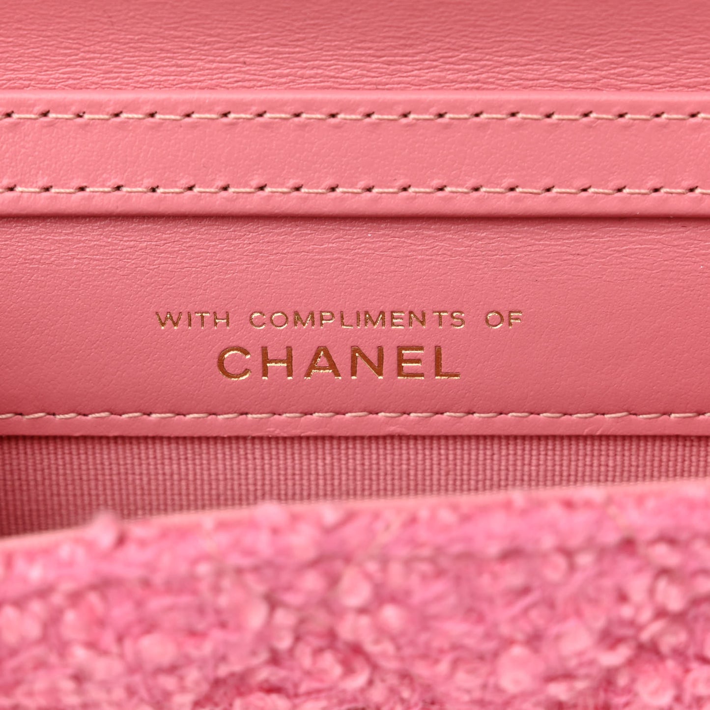 Tweed Quilted Flap Chain Waist Bag Pink