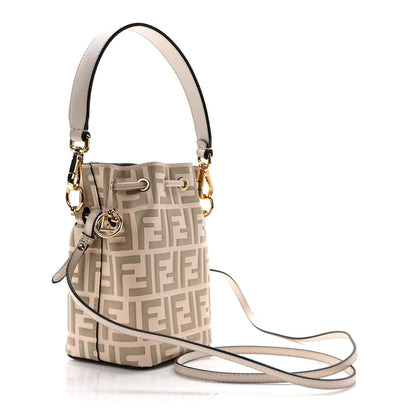 Fendi Vitello Liberty F is Fendi Bi-Color FF 1974 Embossed Mini Mon Tresor Bucket Bag Camelia Mandorlo 3 of 9