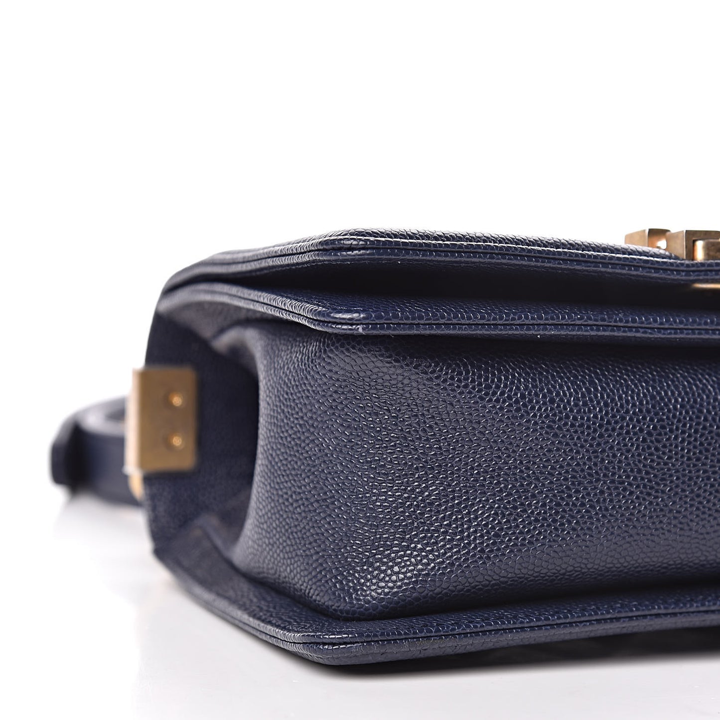 Caviar Quilted Small Boy Flap Navy