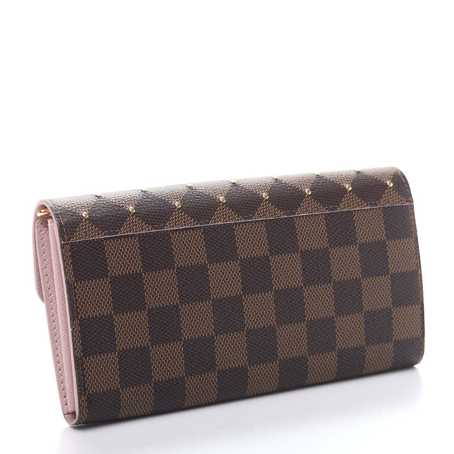 Damier Ebene Studded Sarah Wallet NM Rose Ballerine