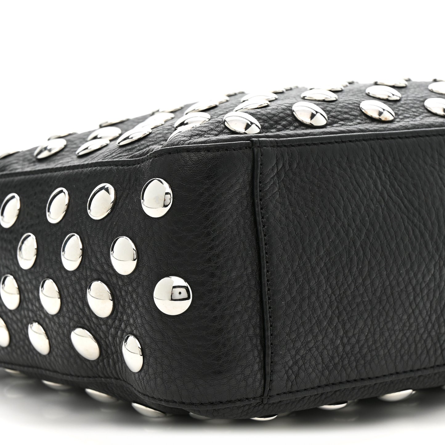 Pebbled Sport Calfskin Studded Elena Black