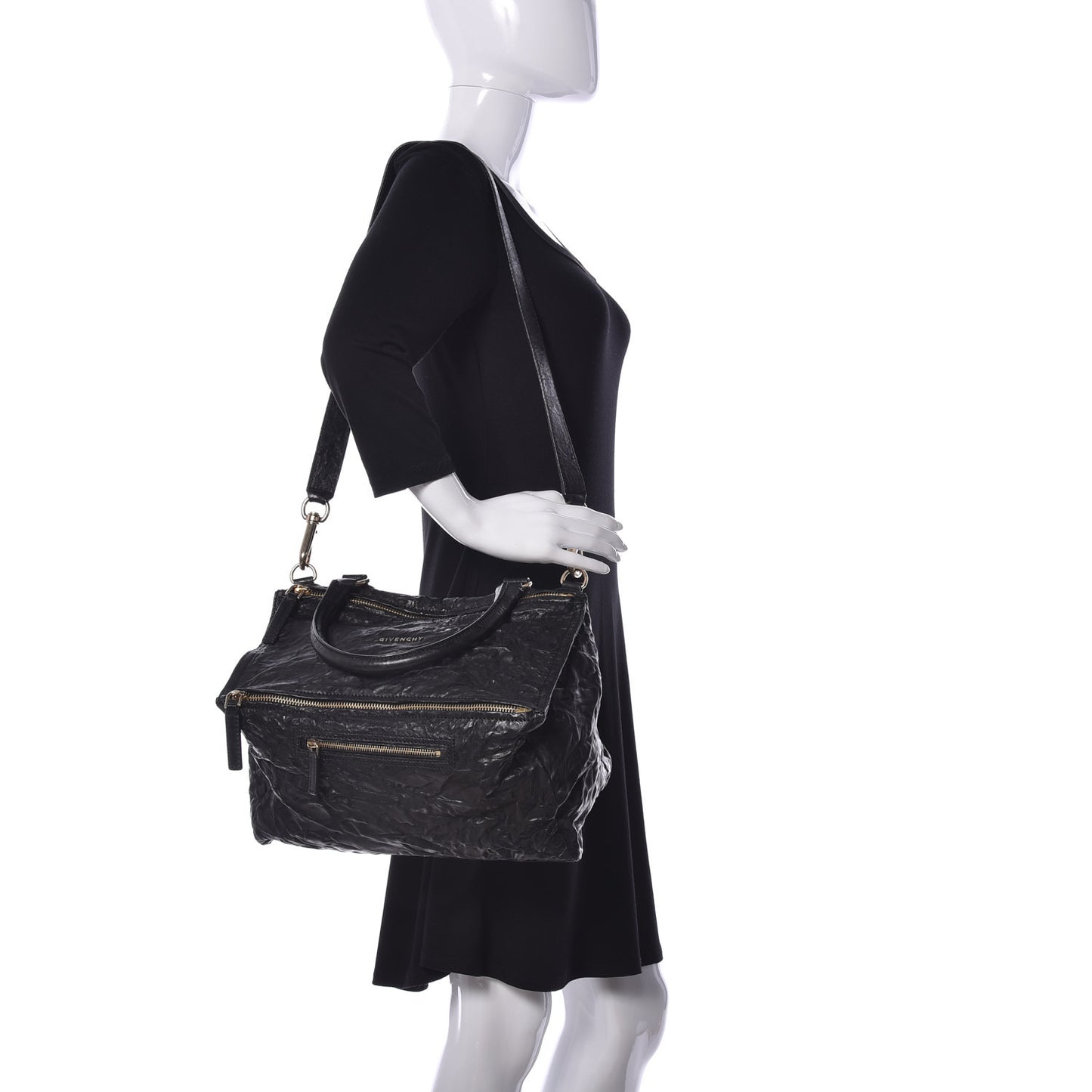Tumbled Sheepskin Medium Pandora Bag Black