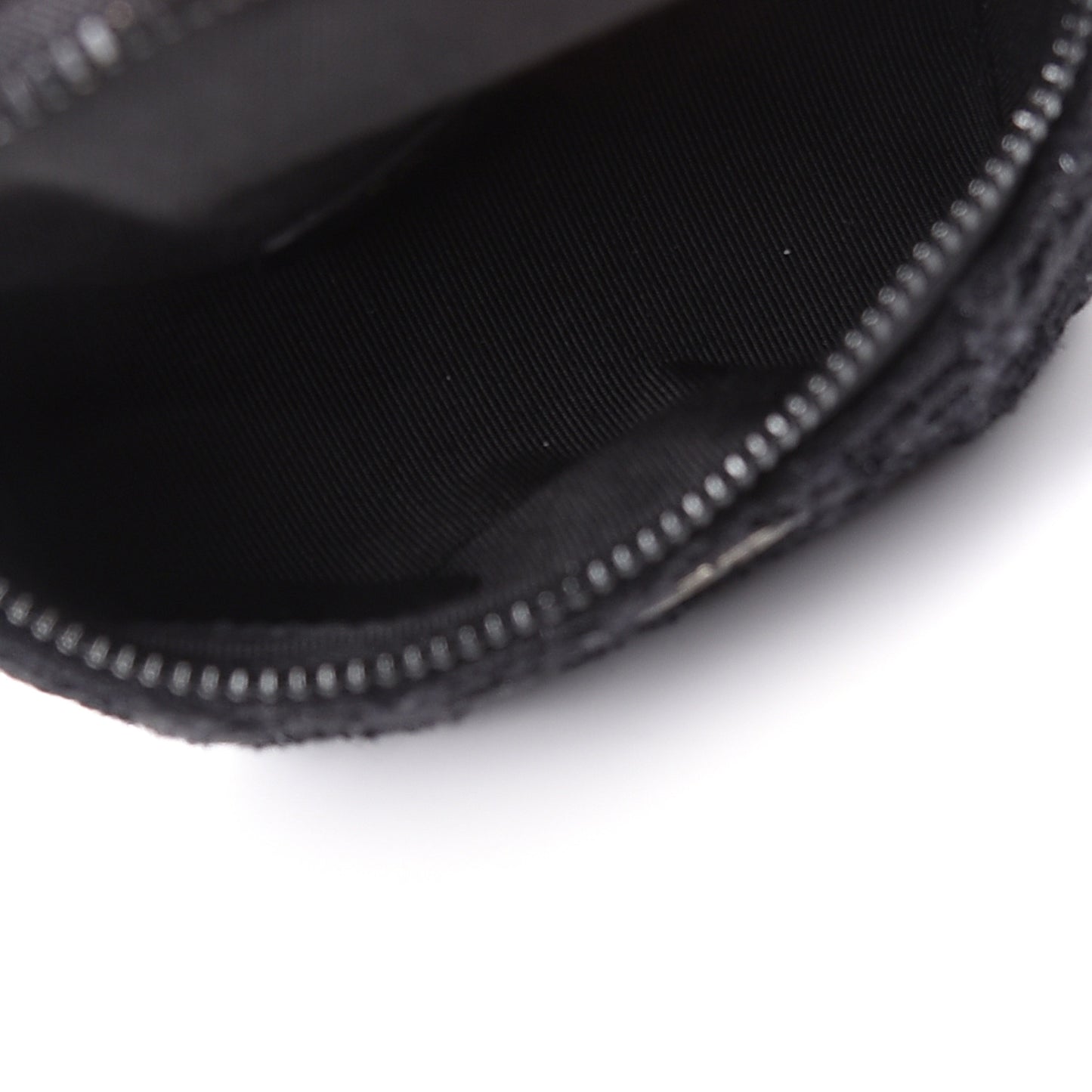Tweed Lambskin Quilted Arm Coin Purse Black