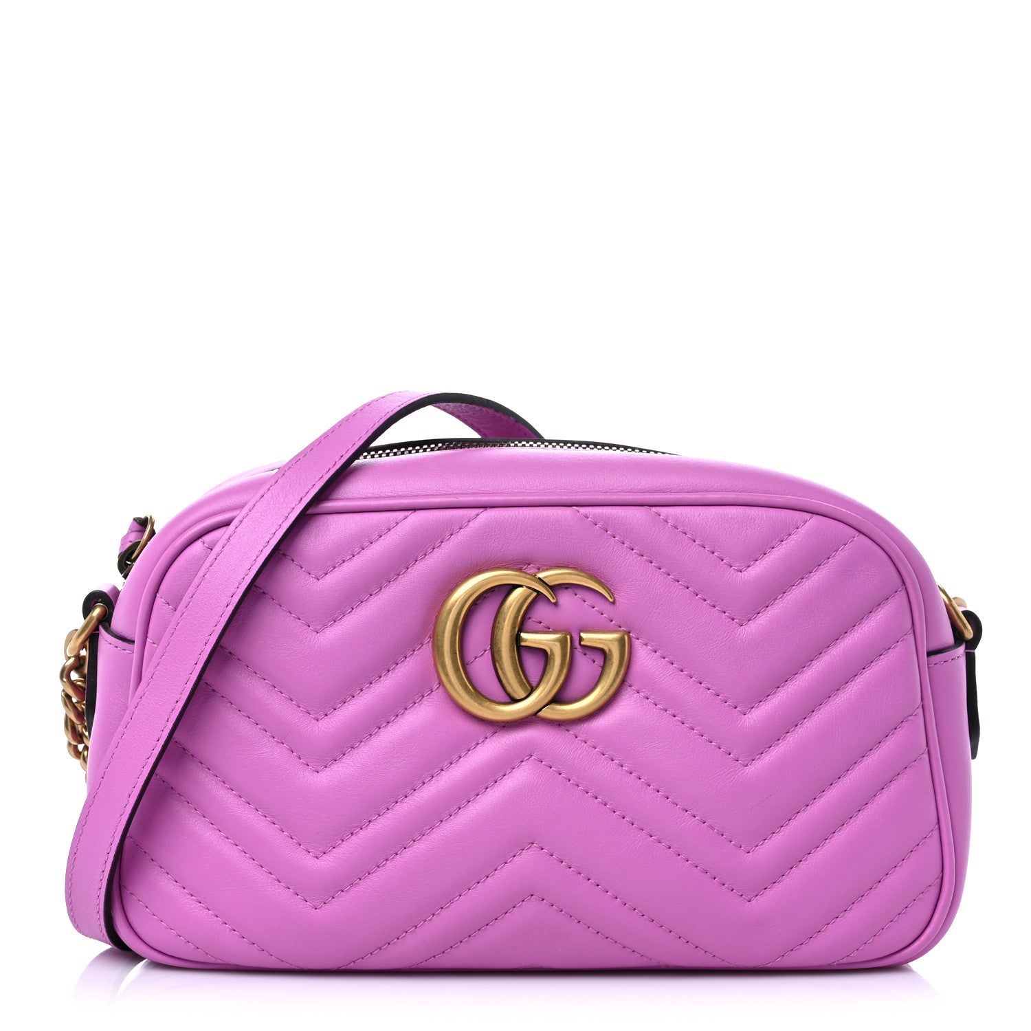 Gucci Calfskin Matelasse Small GG Marmont Chain Shoulder Bag Candy Mousse 1 of 9