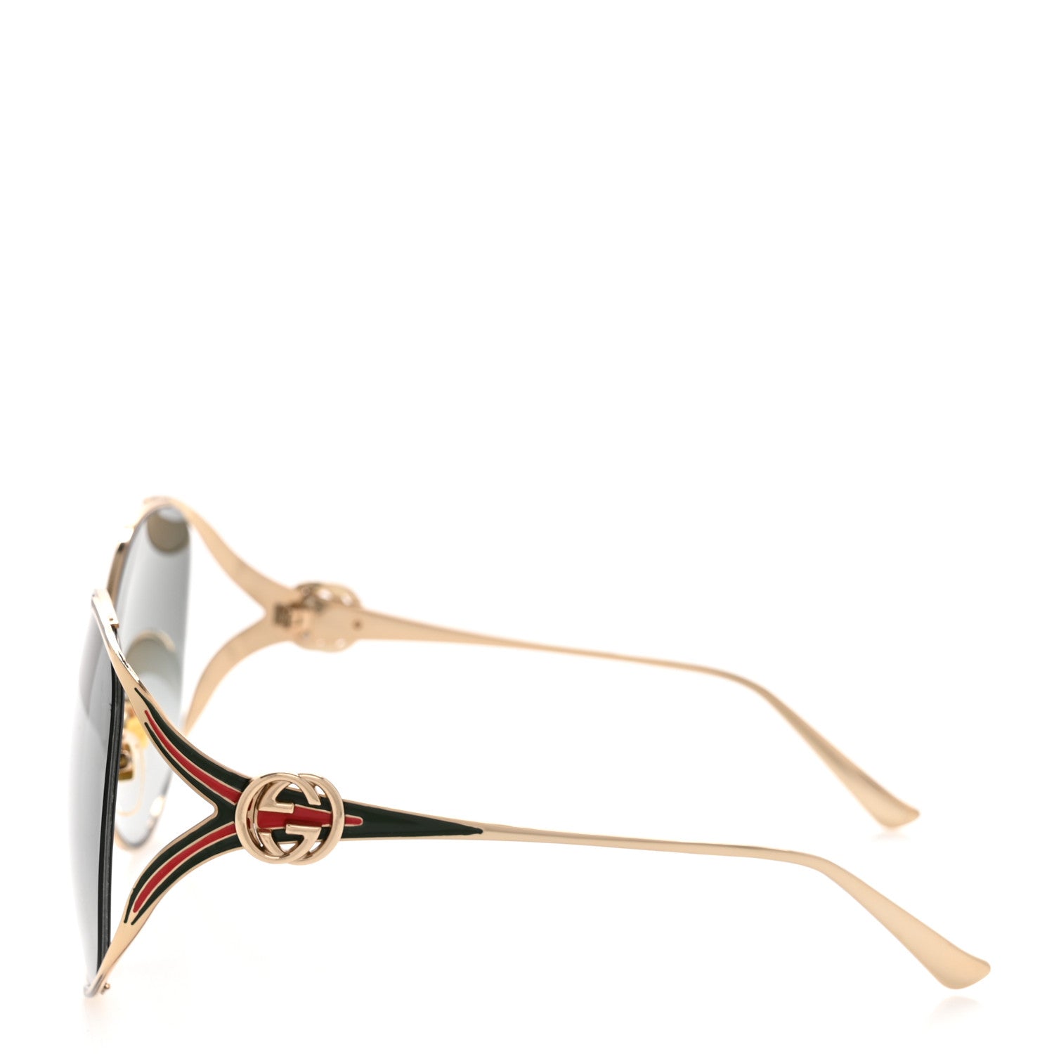 Gucci Metal Oversized Round Frame GG0225S Sunglasses Gold 3 of 8