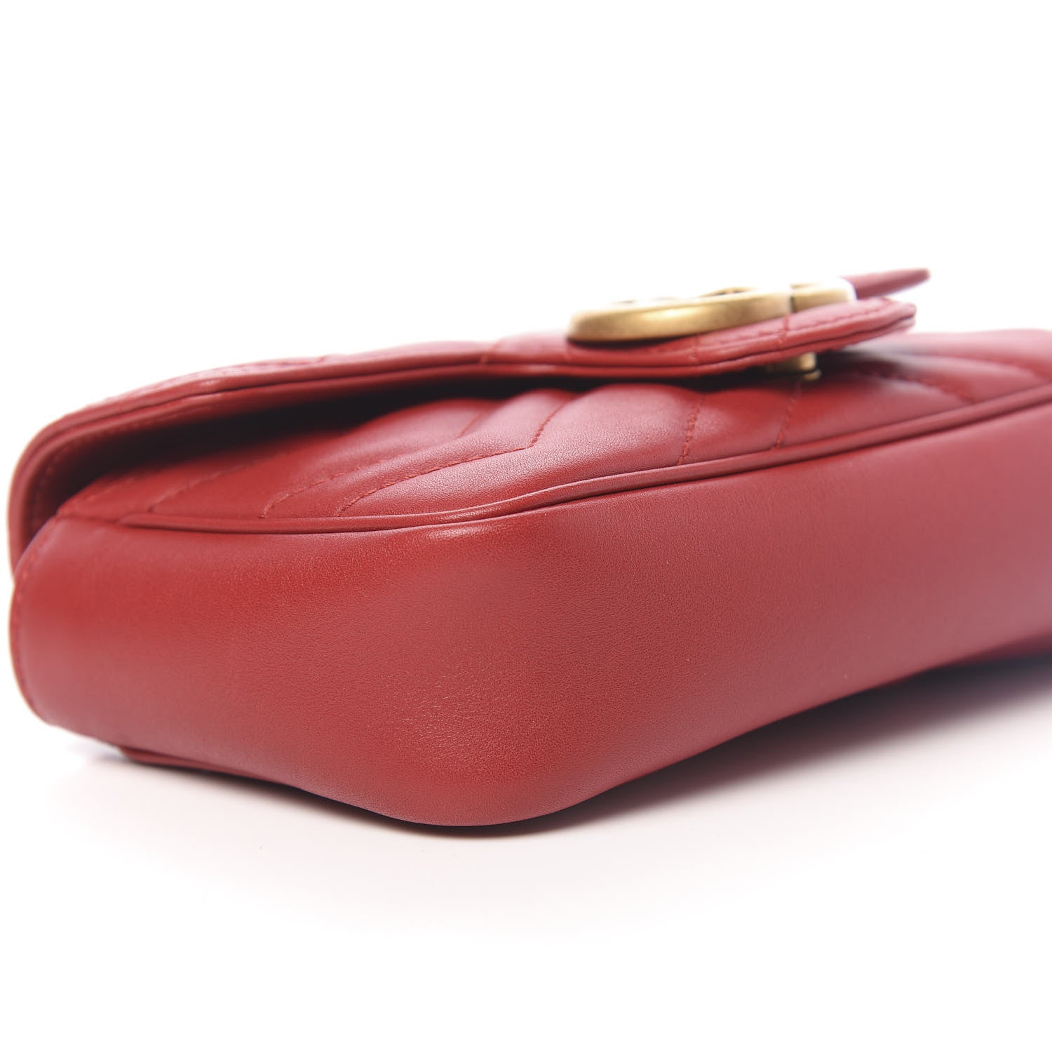 Gucci Calfskin Matelasse Super Mini GG Marmont Shoulder Bag Hibiscus Red 8 of 11