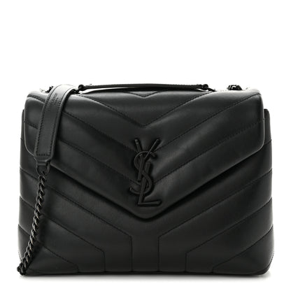 Saint Laurent Calfskin Y Quilted Monogram Monochrome Small Loulou Chain Satchel Black 1 of 11