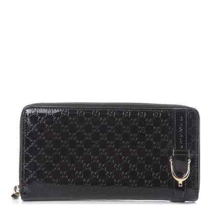 Gucci Patent Microguccissima Nice Zip Around Wallet Black 1 of 6