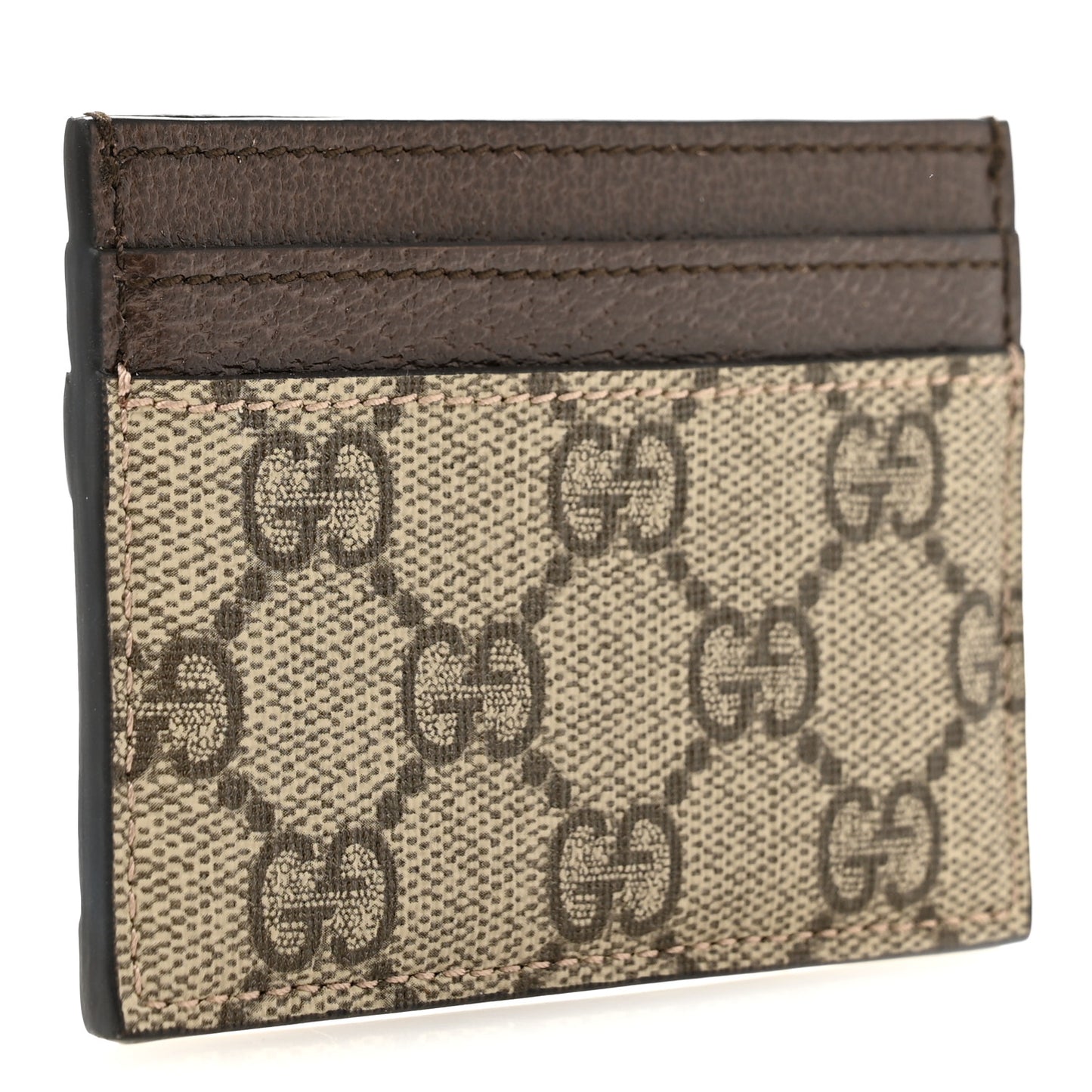GG Supreme Monogram Ophidia Card Holder Brown