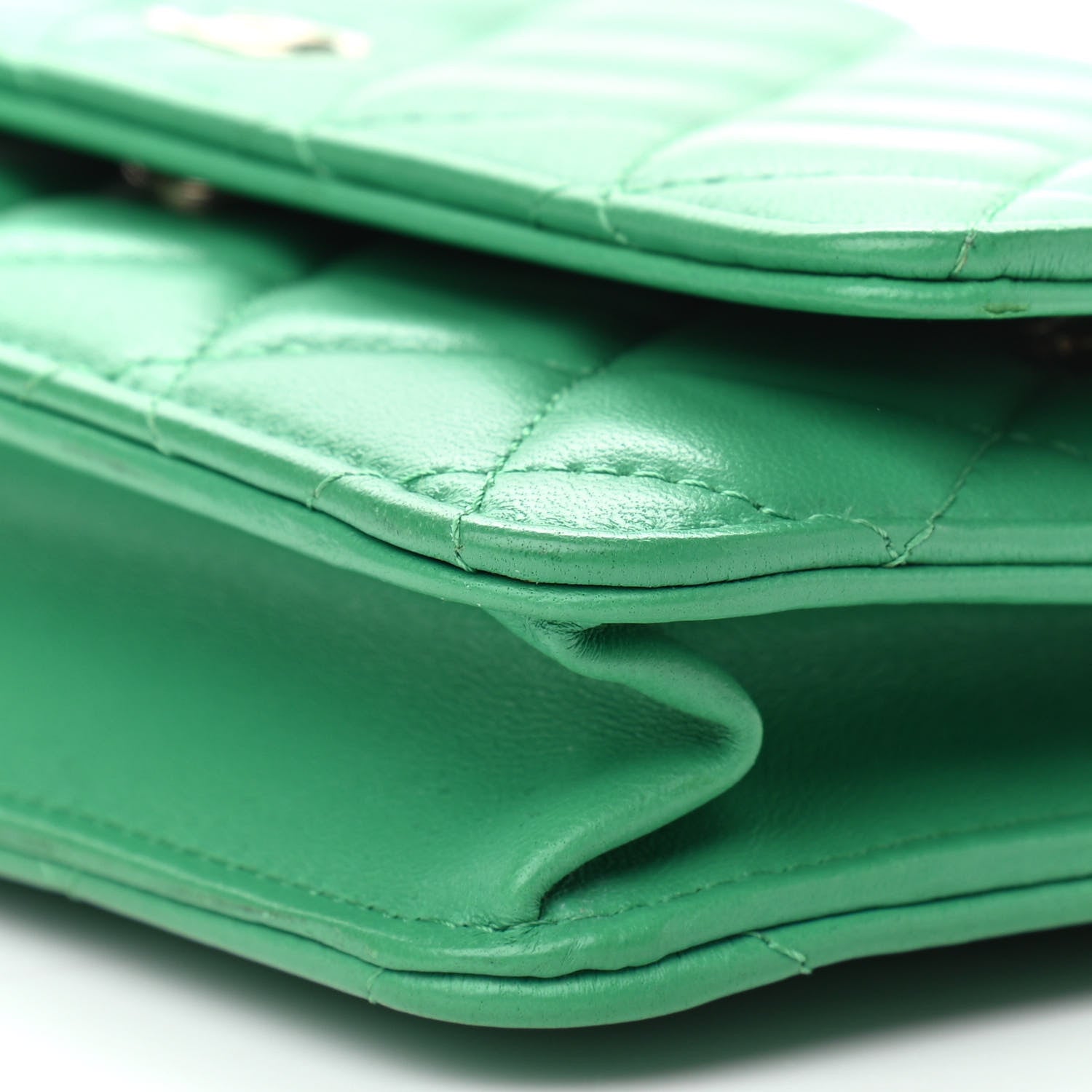 Chanel Lambskin Quilted Wallet On Chain WOC Green 10 of 12