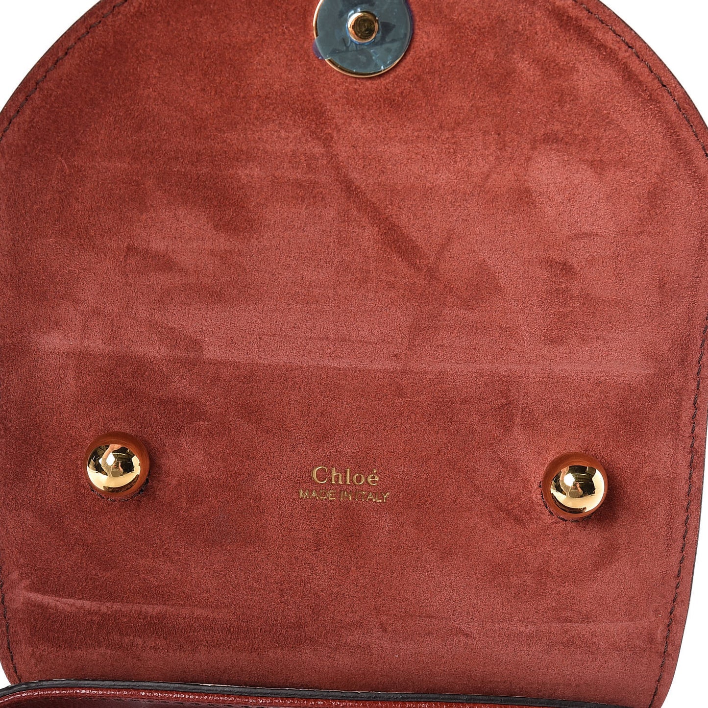 Calfskin Lizard Embossed Small Aby Lock Sepia Brown