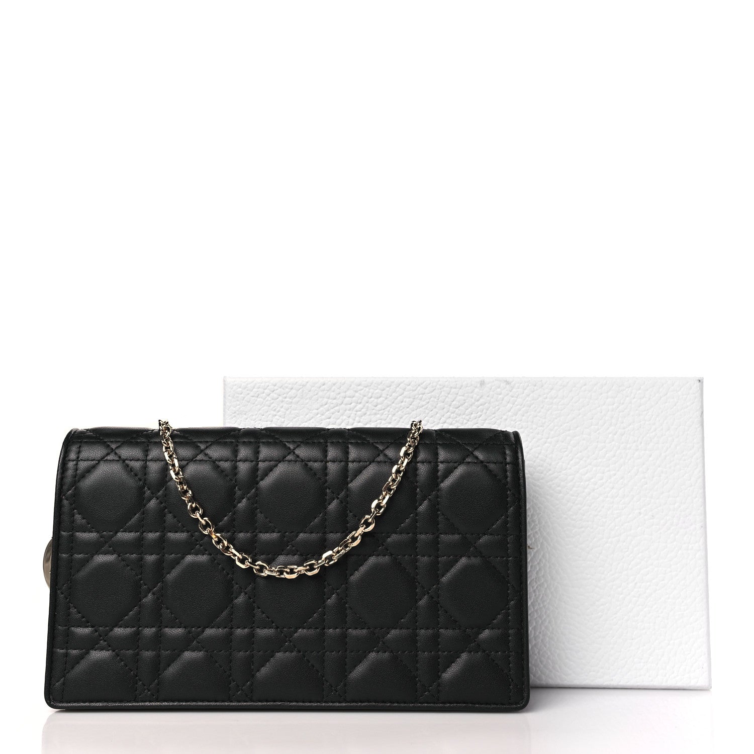 Christian Dior Lambskin Cannage Lady Dior Pouch Black 11 of 11