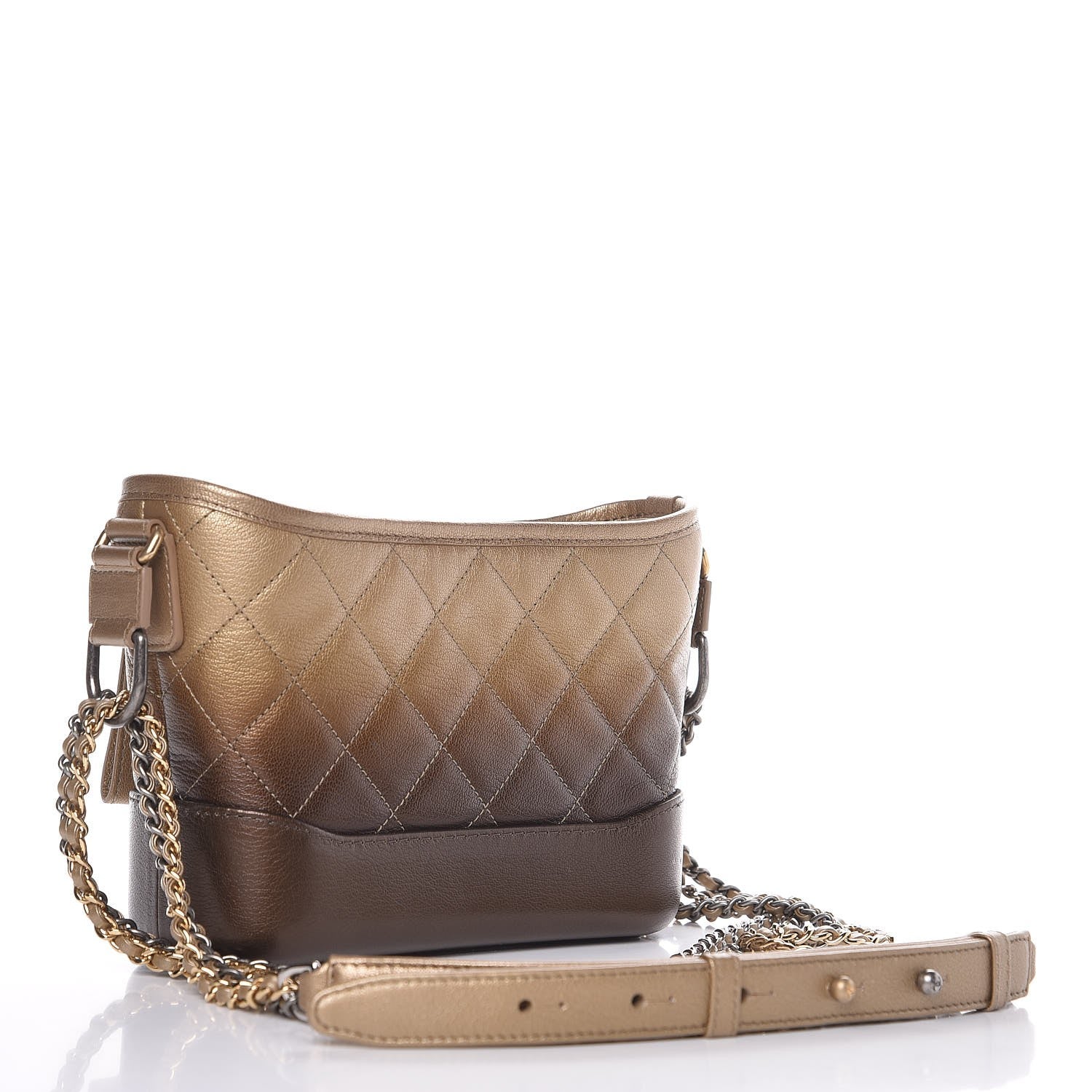 Chanel Metallic Goatskin Quilted Small Gabrielle Hobo Gold Bronze 5 of 10