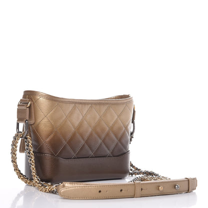 Chanel Metallic Goatskin Quilted Small Gabrielle Hobo Gold Bronze 5 of 10