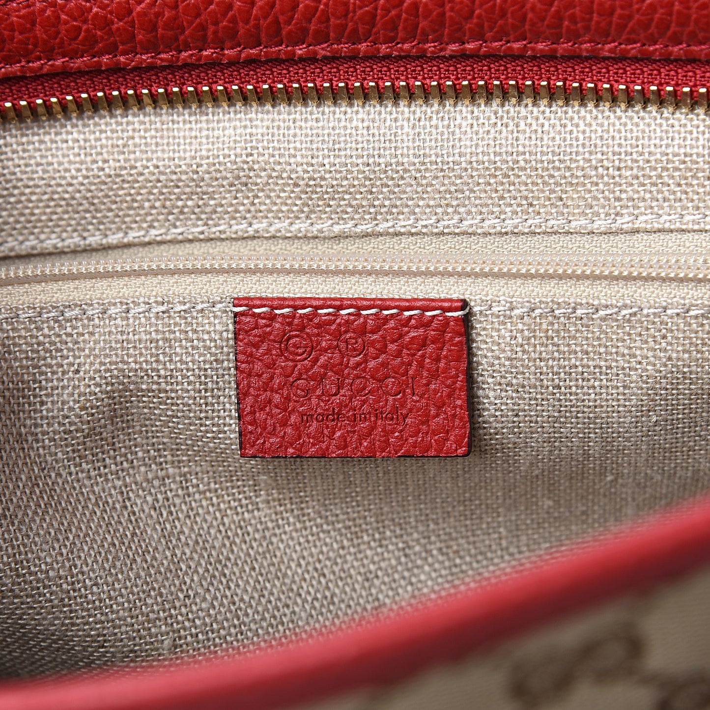 Monogram Bree Zippered Tote Beige Red