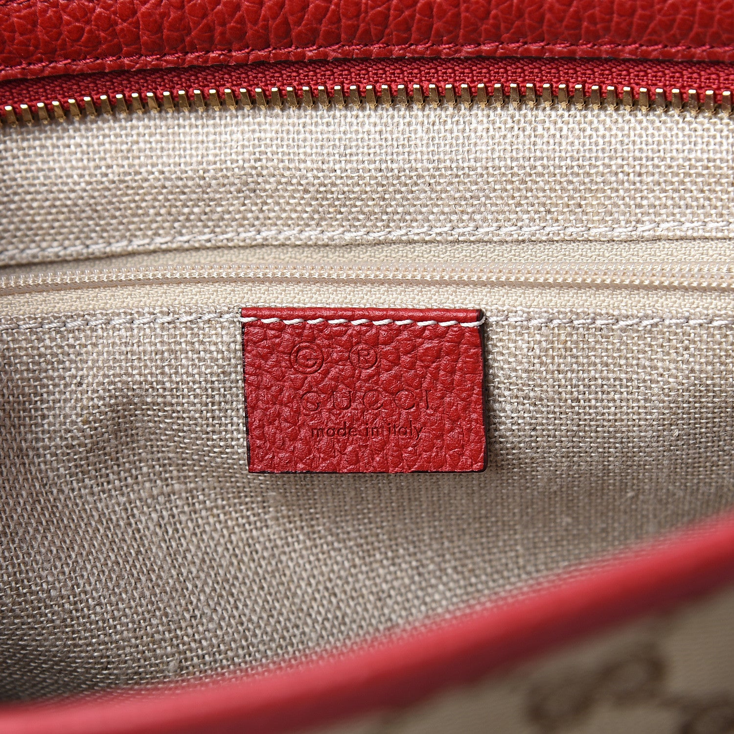 Gucci Monogram Bree Zippered Tote Beige Red 5 of 9
