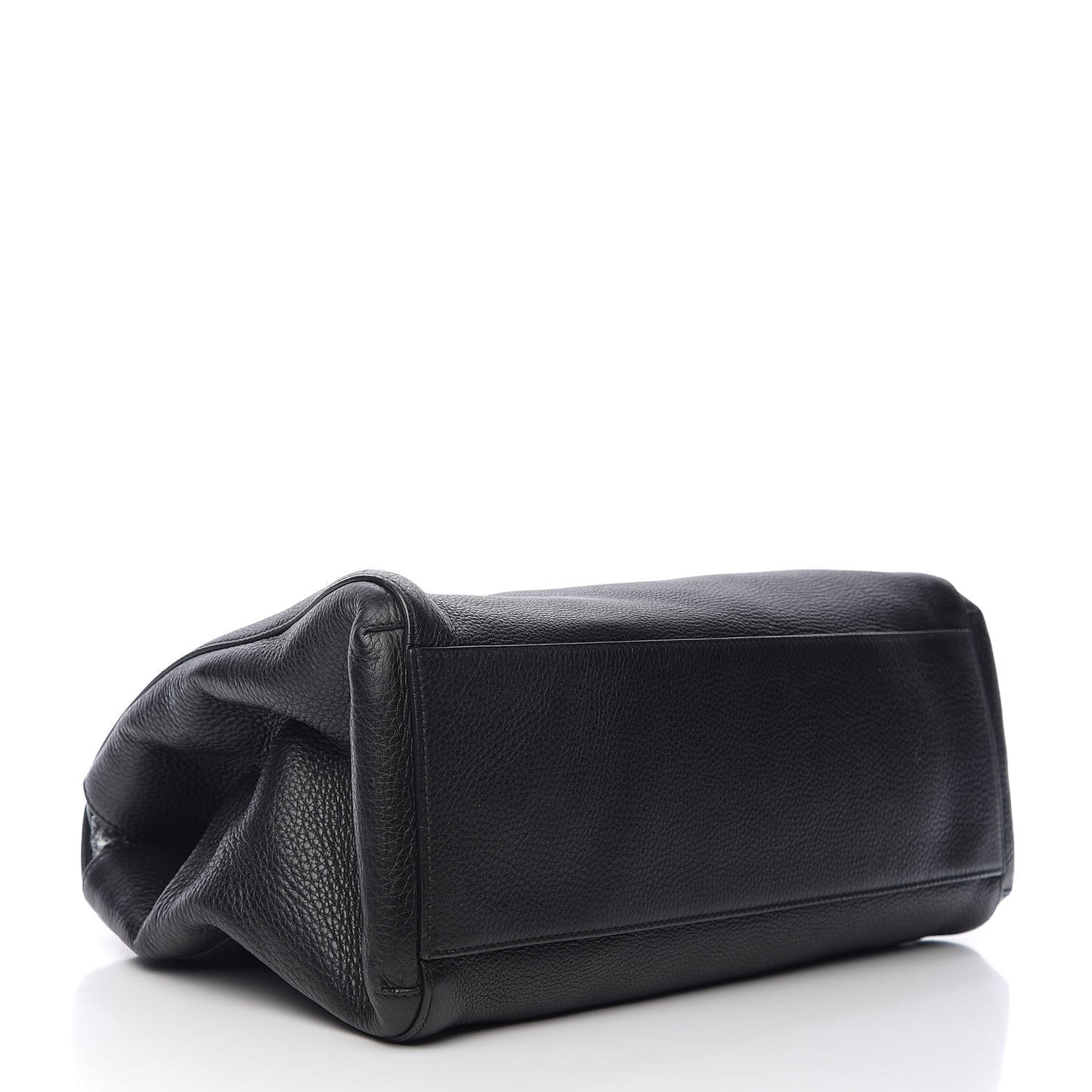 Pebbled Calfskin Lady Tassel Top Handle Bag Black