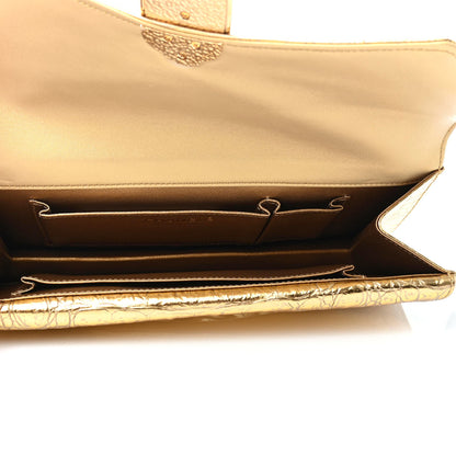 Chanel Metallic Calfskin Crocodile Embossed Cocodile Clutch Gold 4 of 4