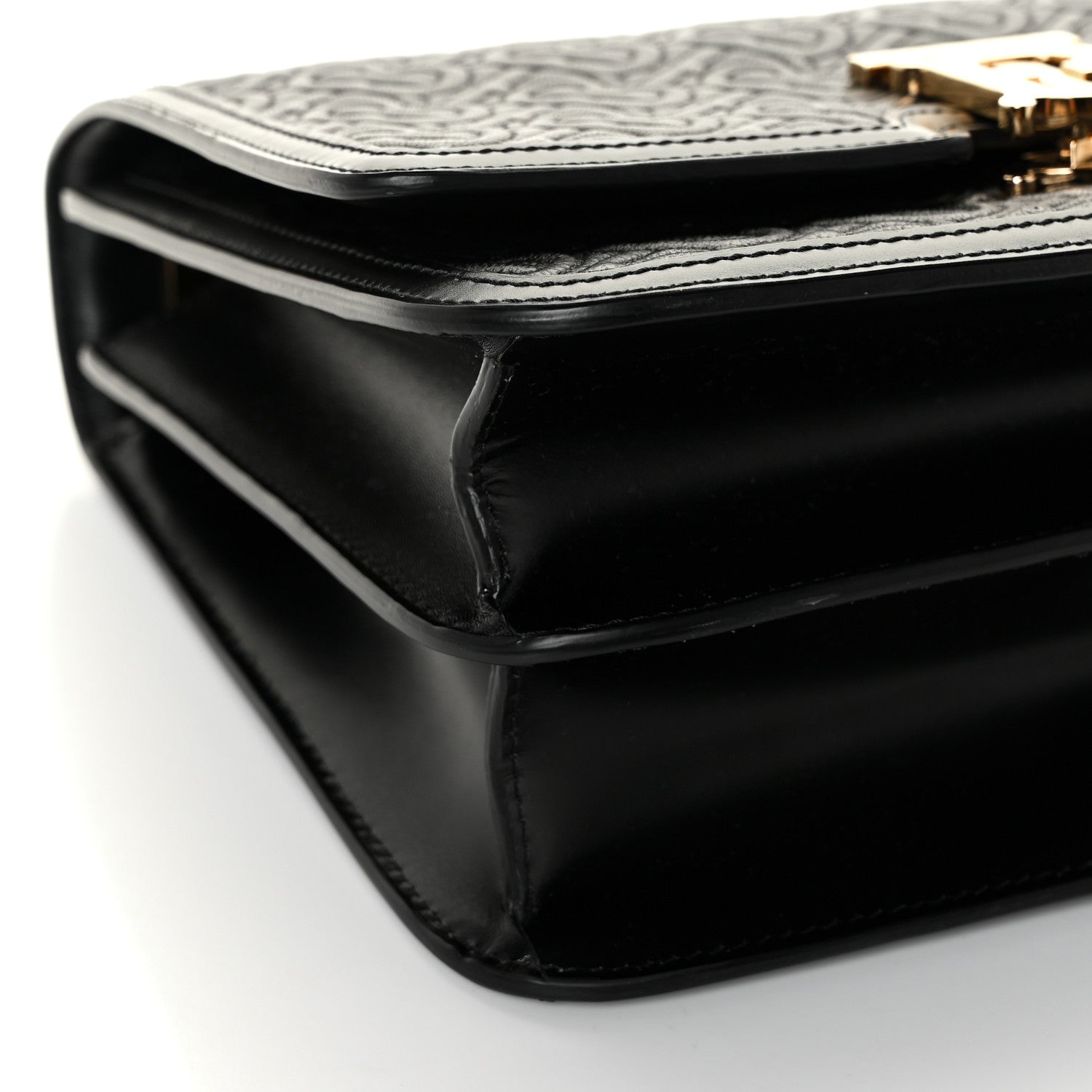 Burberry Calfskin Monogram Embossed Medium TB Chain Bag Black 7 of 10